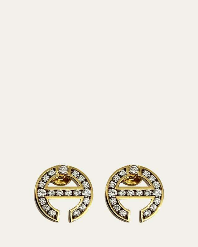 18K Yellow Gold MMV Channel Set White Diamond Earrings